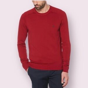 Original Penguin Men Cotton Crewneck Ribbed Long Sleeve Knit Red Sweater Size XL